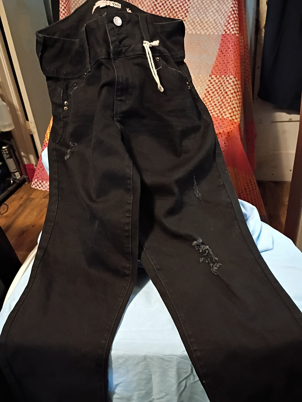 YMI Black Straight Leg Jeans with Rope-Tie Waist Women's.